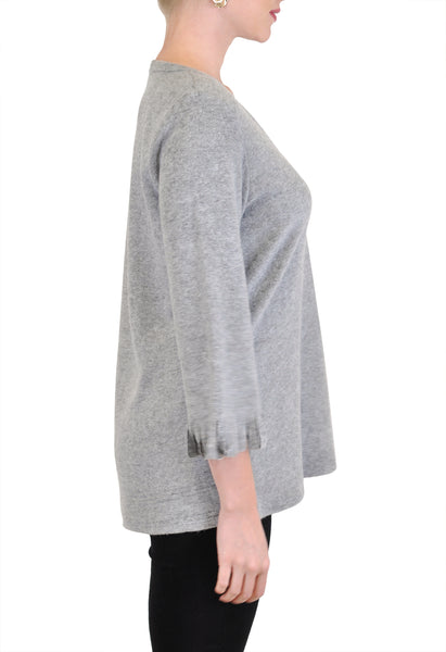 QUARTER SLEEVE V NECK FRINGE TRIM