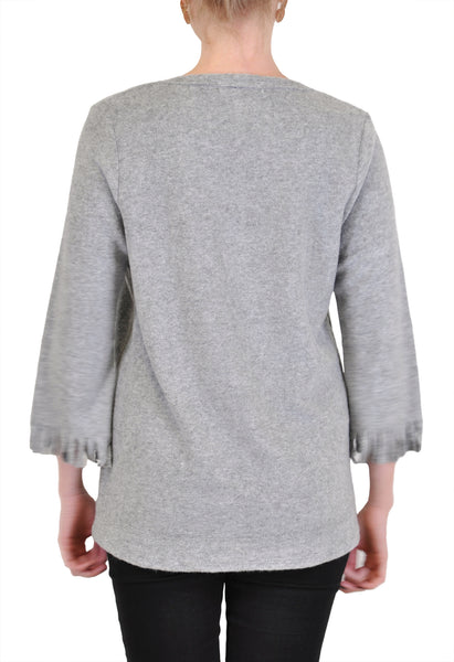 QUARTER SLEEVE V NECK FRINGE TRIM