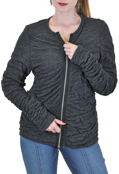 LONG SLEEVE DOUBLE FACE ZIP UP CARDIGAN