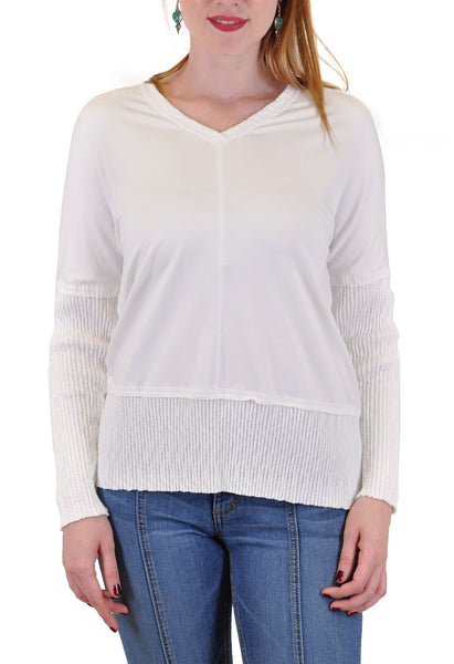 LONG SLEEVE V NECK TOP RIB BAND