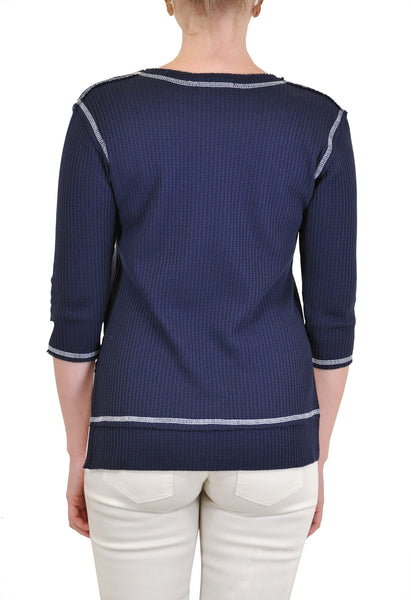 3/4 SLEEVE CREW NECK HI-LOW THERMAL TOP