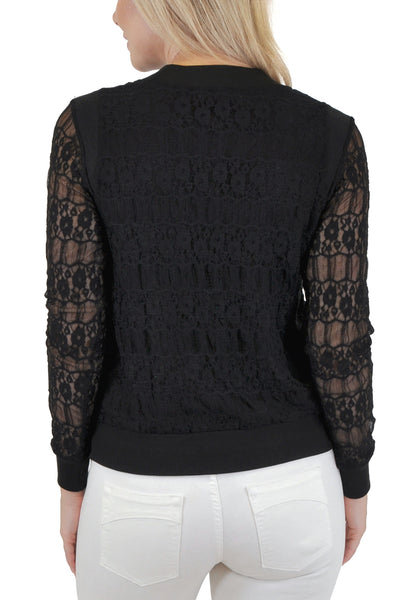 ZIP UP LACE BOMBER JACKET