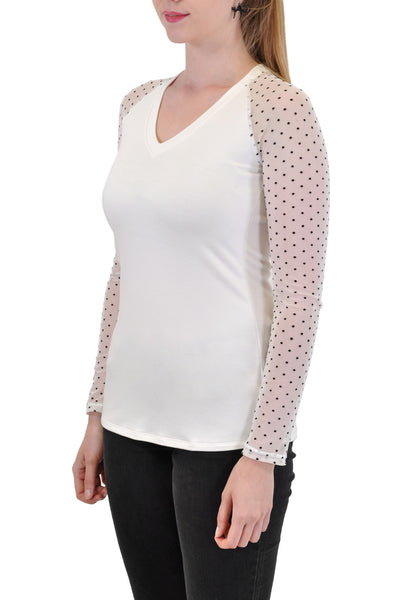 LONG SLEEVE V NECK MESH SLEEVES