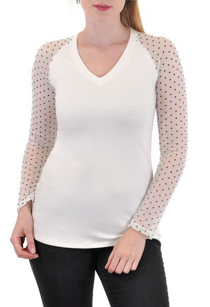 LONG SLEEVE V NECK MESH SLEEVES