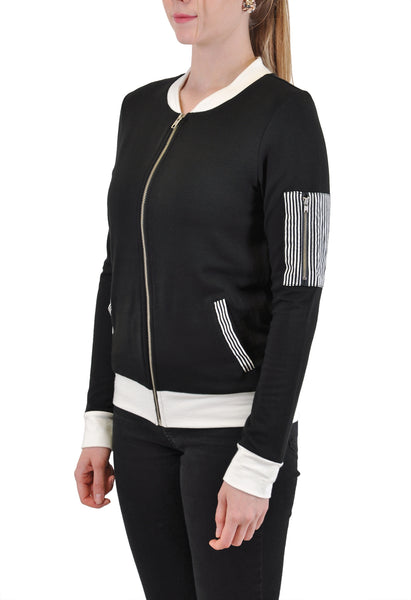 ZIP-UP BOMBER JACKET CONTRAST COLOR
