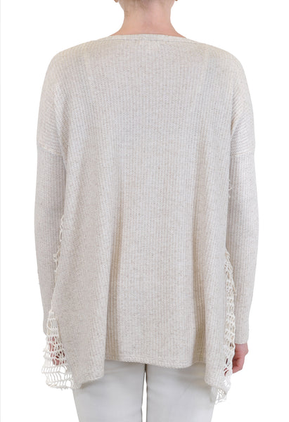 Crochet Side Trim Crew Neck