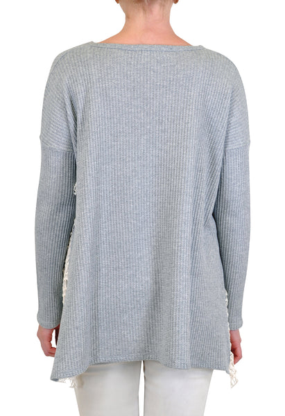 Crochet Side Trim Crew Neck