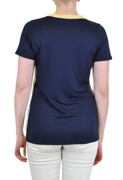 SHORT SLEEVE V NECK TEE WITH SIDE TAPE