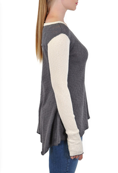 LONG SLEEVE CREW COLOR BLOCKED SLEEVES