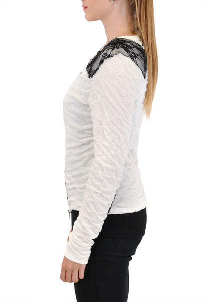 LONG SLEEVE CARDIGAN LACE TRIM