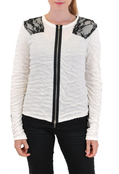 LONG SLEEVE CARDIGAN LACE TRIM