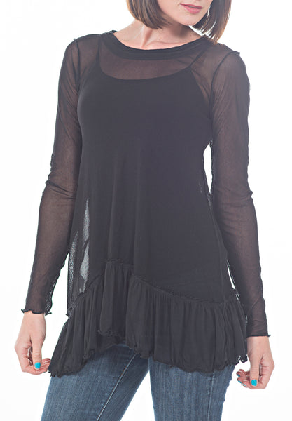 LS MESH TOP - PTJ TREND: Women's Designer Clothing