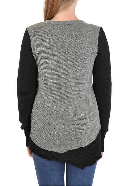 LONG SLEEVE CREW ASSYMETRICAL BACK