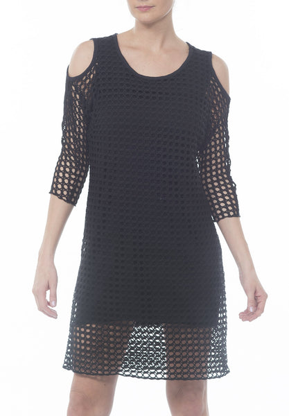 COLD SHOULDER CROCHET DRESS - PTJ TREND: Women's Designer Clothing