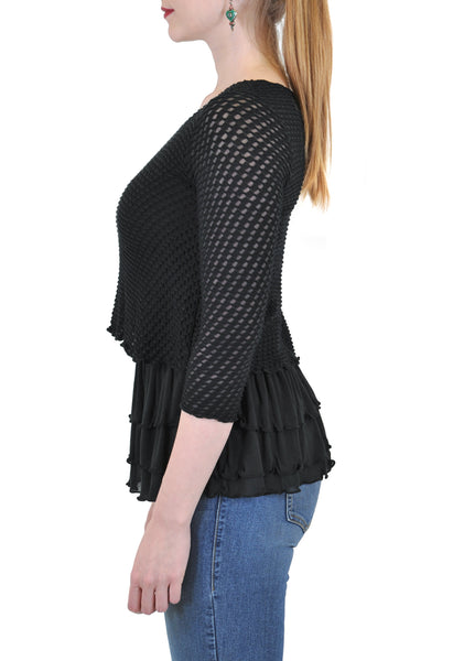 Ruffle Hem 3/4 Sleeve Top