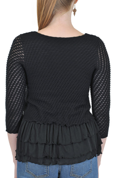 Ruffle Hem 3/4 Sleeve Top