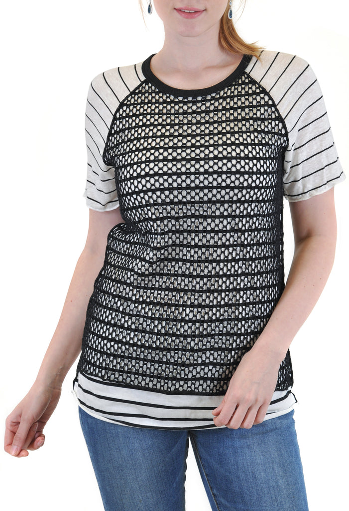 SHORT SLEEVE BASEBALL TEE MIXED MEDIA