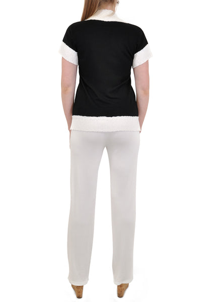 SHORT SLEEVE V NECK RIB TRIM