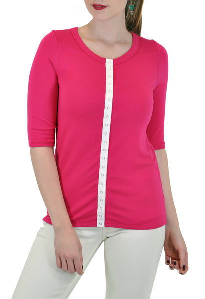 3/4 SLEEVE TOP WITH SNAPS