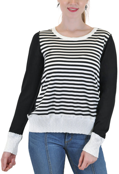 LONG SLEEVE CREW STRIPES RIB BAND