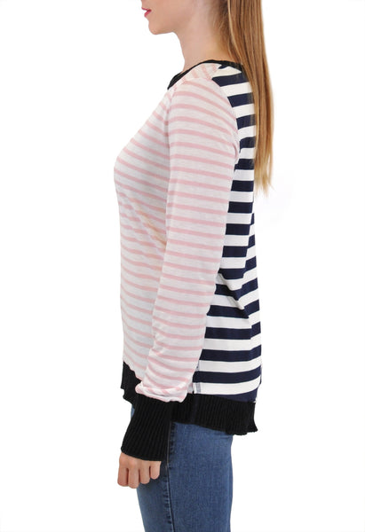 LONG SLEEVE CREW MIXED MEDIA STRIPES
