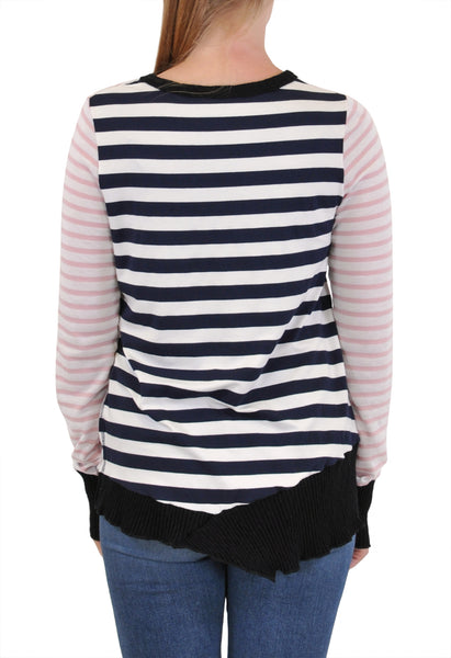 LONG SLEEVE CREW MIXED MEDIA STRIPES