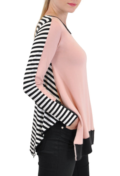 LONG SLEEVE CREW NECK STRIPES BACK