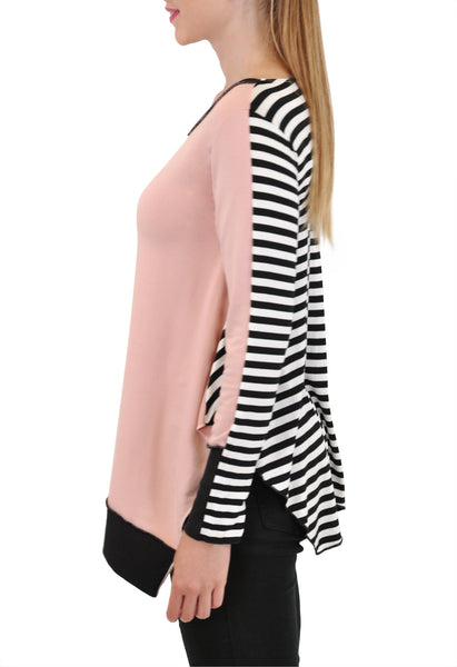 LONG SLEEVE CREW NECK STRIPES BACK