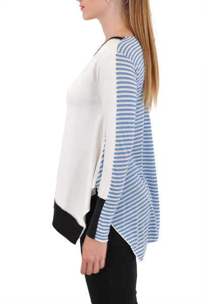 LONG SLEEVE  CREW NECK STRIPES BACK