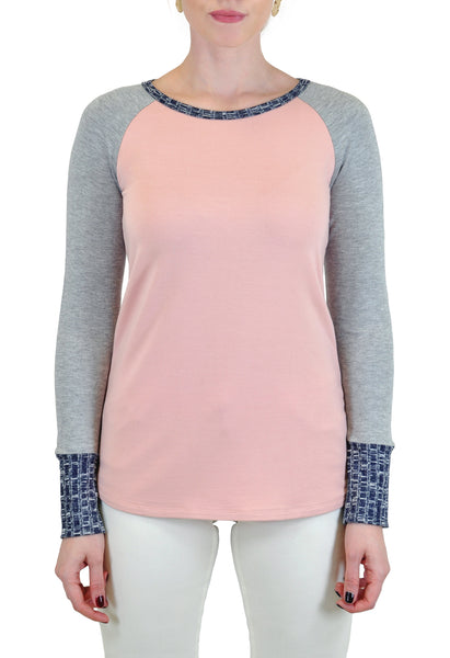 LONG SLEEVE CREW COLOR BLOCKED