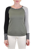 LONG SLEEVE CREW COLOR BLOCKED