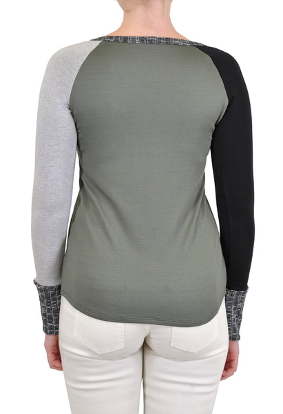 LONG SLEEVE CREW COLOR BLOCKED