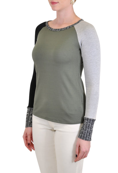 LONG SLEEVE CREW COLOR BLOCKED