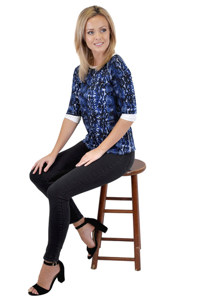 QUARTER SLEEVE CREW ANIMAL PRINT