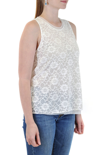 LACE TANK MESH LINED