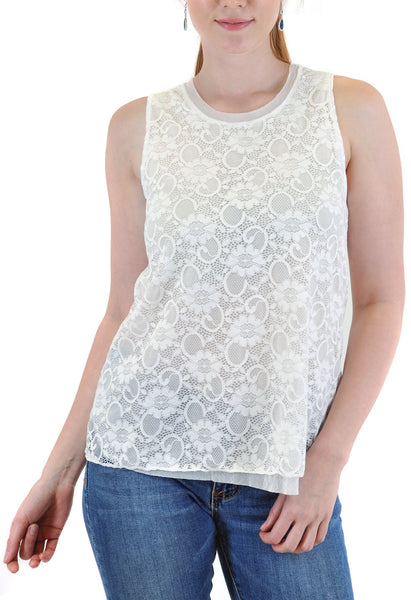 LACE TANK MESH LINED
