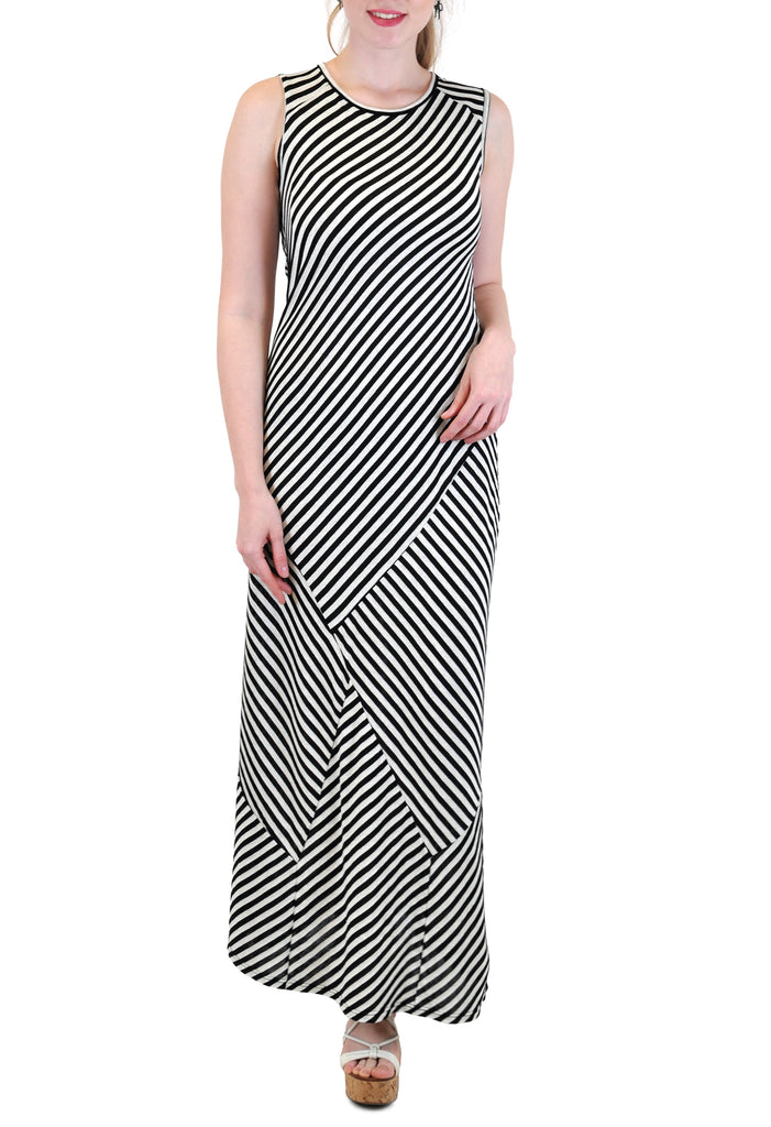SLEEVELESS STRIPE MAXI DRESS