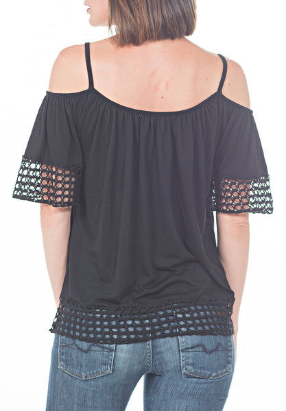 COLD SHOULDER HIPPIE TOP - PTJ TREND: Women's Designer Clothing