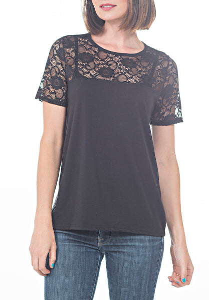YOKE LACE TEE - PTJ TREND: Women's Designer Clothing