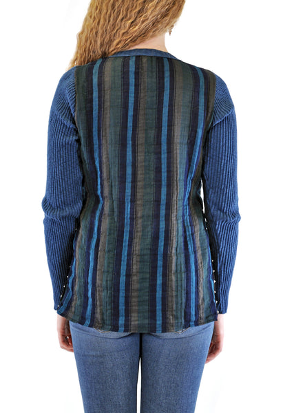 V NECK LONG SLEEVE TOP IN RIB WITH SNAP SIDES