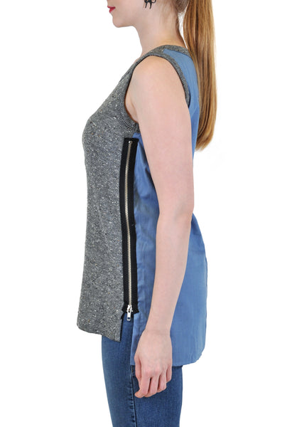SLEEVELESS WITH CONTRAST BACK AND SIDE ZIPPERS