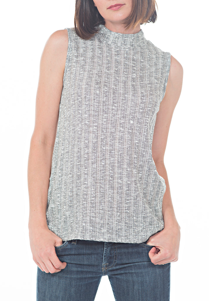 Mock Neck Sleeveless Rib Tank