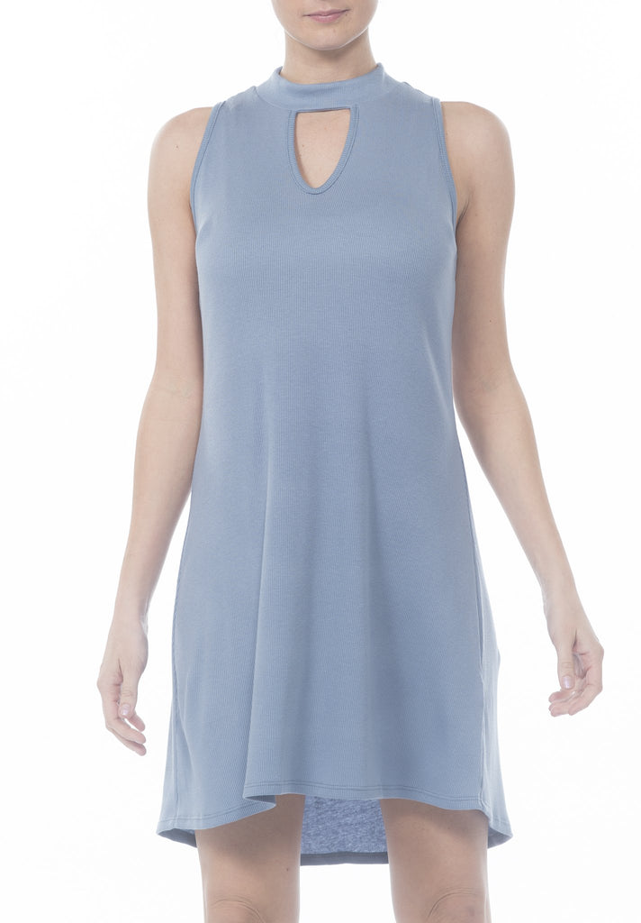 Blue Mock Neck Dress