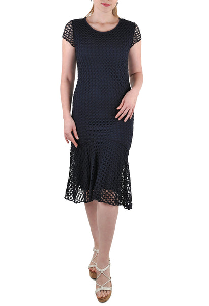 SHORT SLEEVE CROCHET DRESS