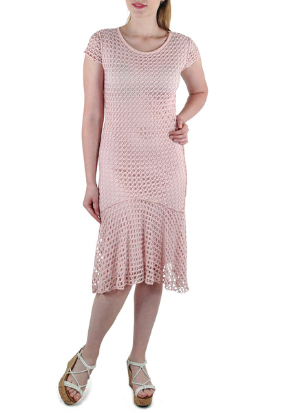 SHORT SLEEVE CROCHET DRESS