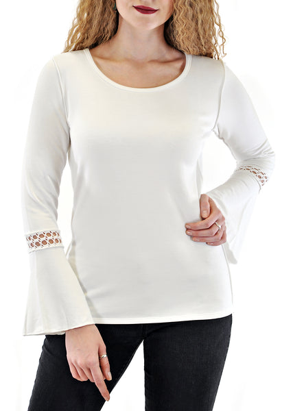 LONG SLEEVE BELL SLEEVE WITH CROCHET INSERT