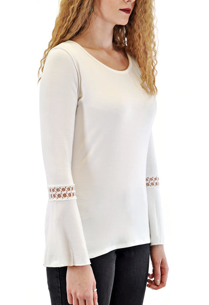 LONG SLEEVE BELL SLEEVE WITH CROCHET INSERT