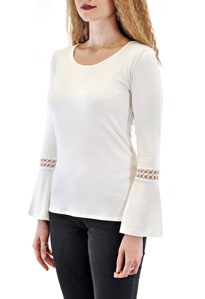 LONG SLEEVE BELL SLEEVE WITH CROCHET INSERT