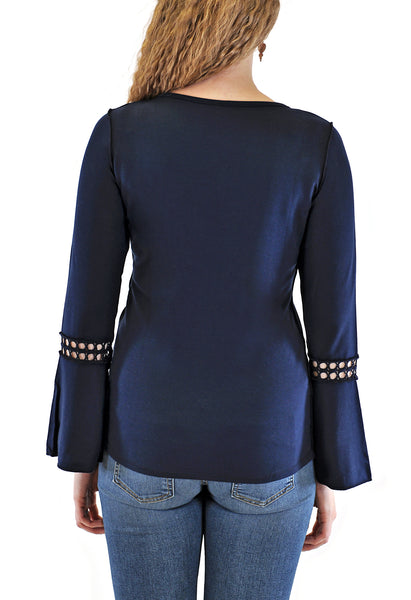 LONG SLEEVE BELL SLEEVE WITH CROCHET INSERT