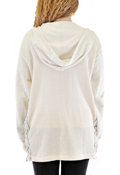 OVER-SIZED ZIP-UP HOODED JACKET WITH SIDES EYELET